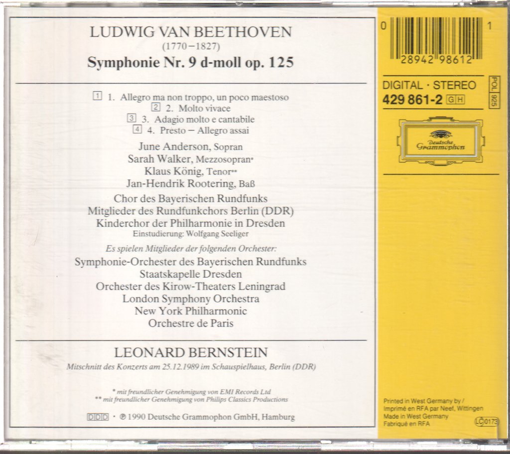 Leonard Bernstein - Beethoven - Ode An Die Freiheit · Symphonie Nr. 9 - Cd