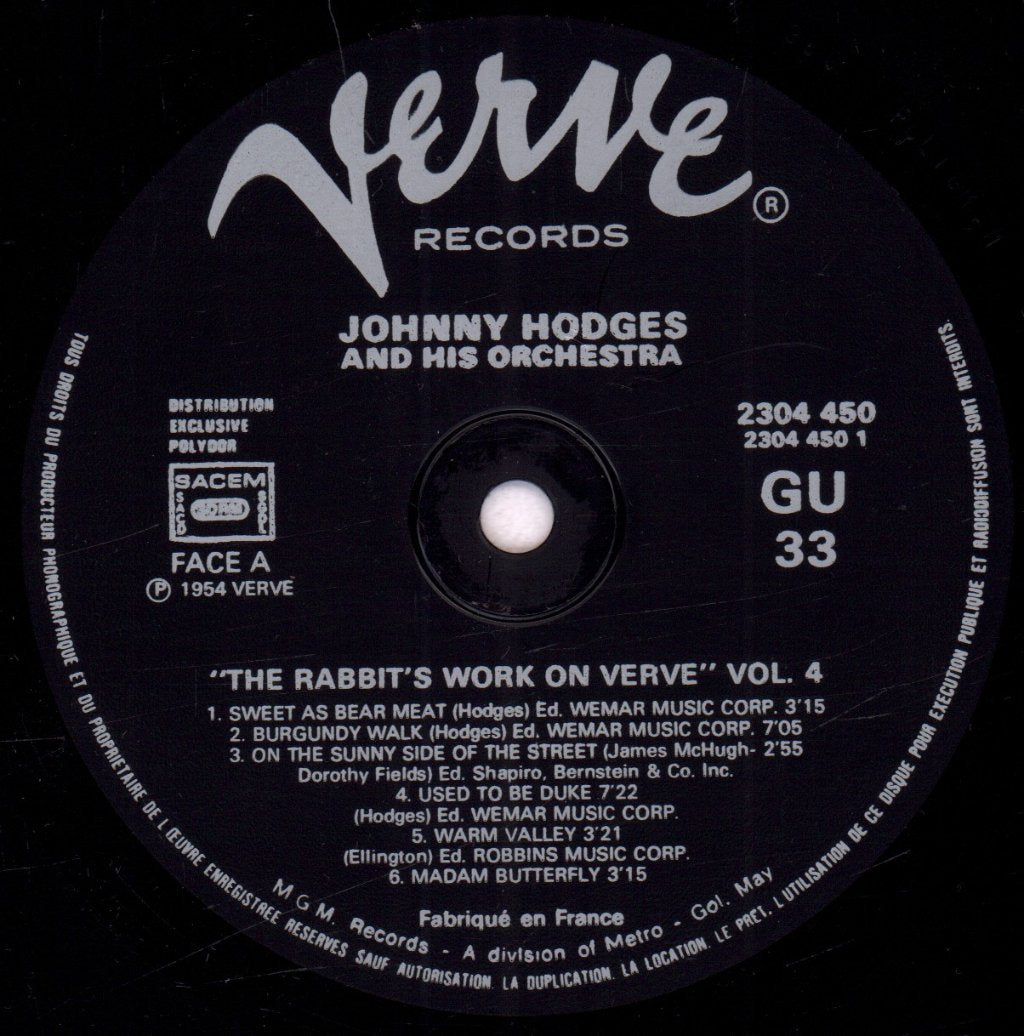 Johnny Hodges - Rabbits Work Vol 4 - Lp