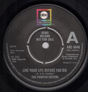 Pointer Sisters - Live Your Life Before You Die - 7 Inch