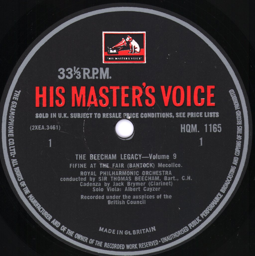 Sir Thomas Beecham / Royal Philharmonic Orchestra - Beecham Legacy Volume 9 - Bantock - Fifine At The Fair - Lp