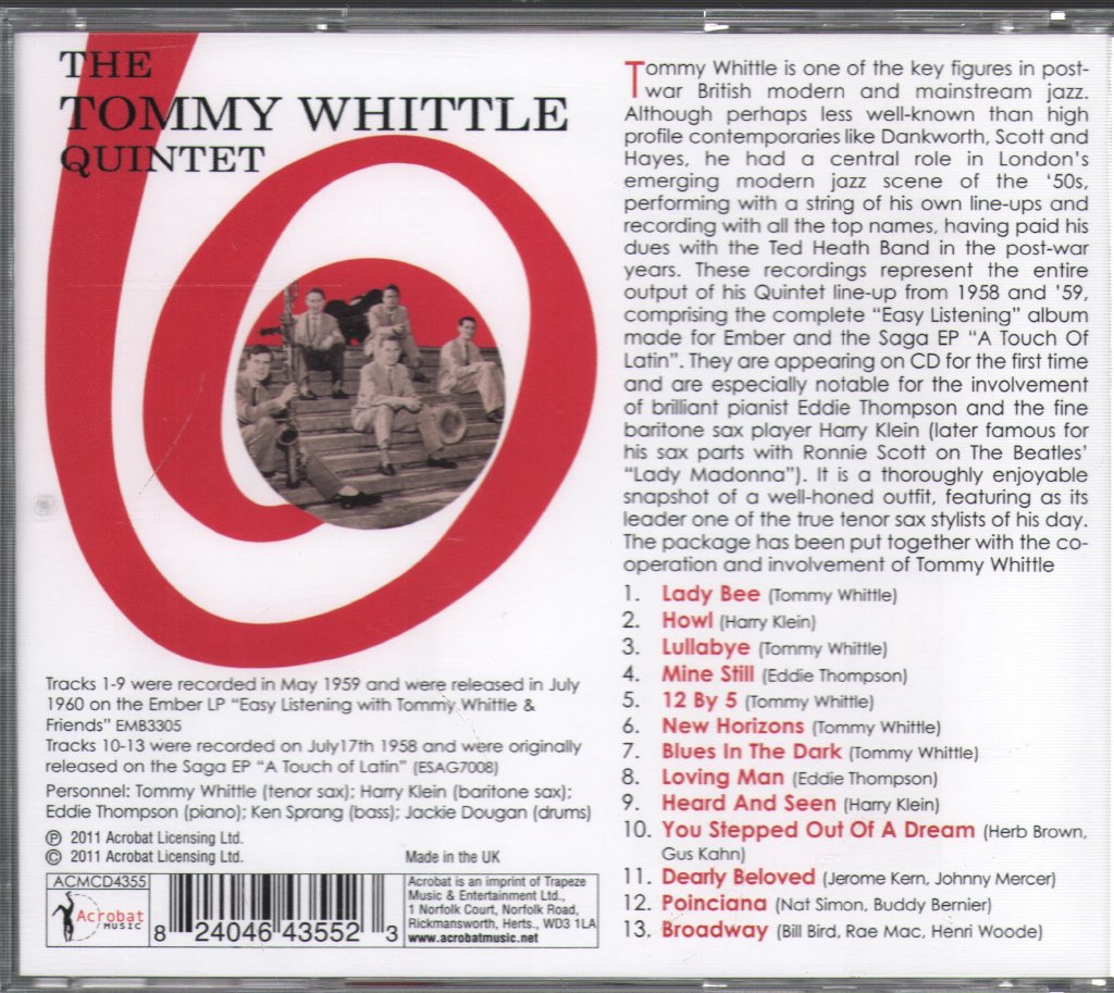 Tommy Whittle Quintet - Complete Recordings 1958-59 - Cd