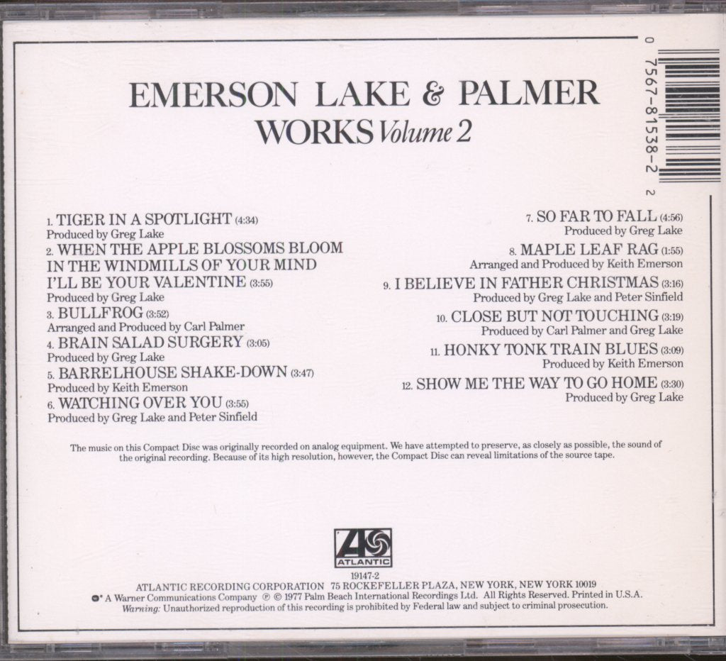 Emerson, Lake & Palmer - Works Volume 2 - Cd