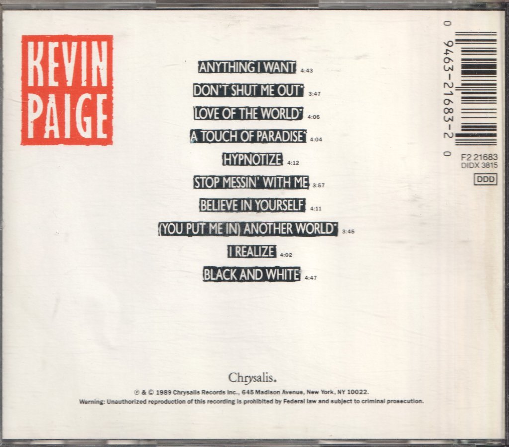 Kevin Paige - Kevin Paige - Cd