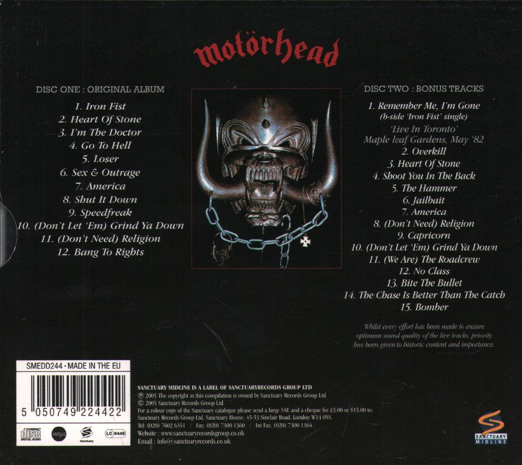 Motorhead - Iron Fist - Double Cd