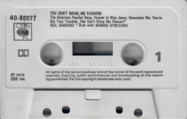 Neil Diamond - You Don't Bring Me Flowers - Cassette