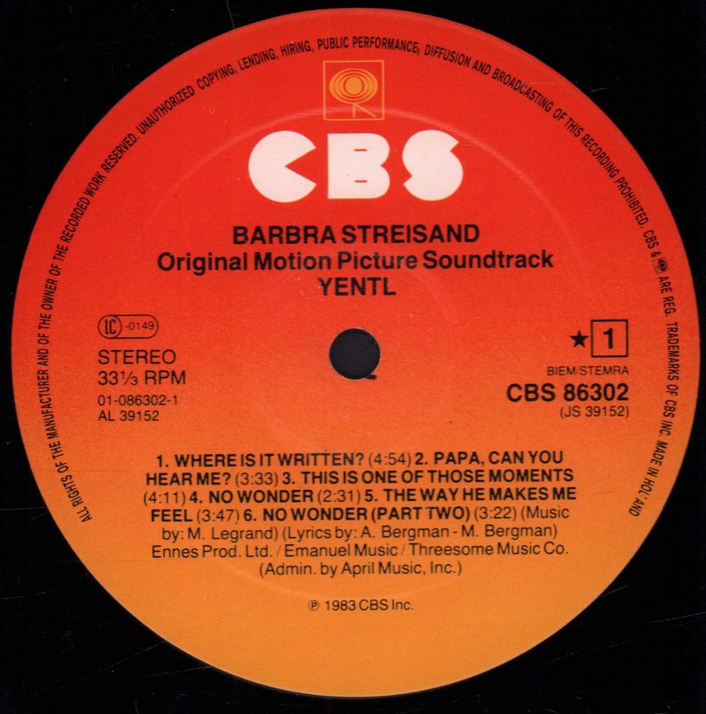 Barbra Streisand - Yentl Soundtrack - Lp