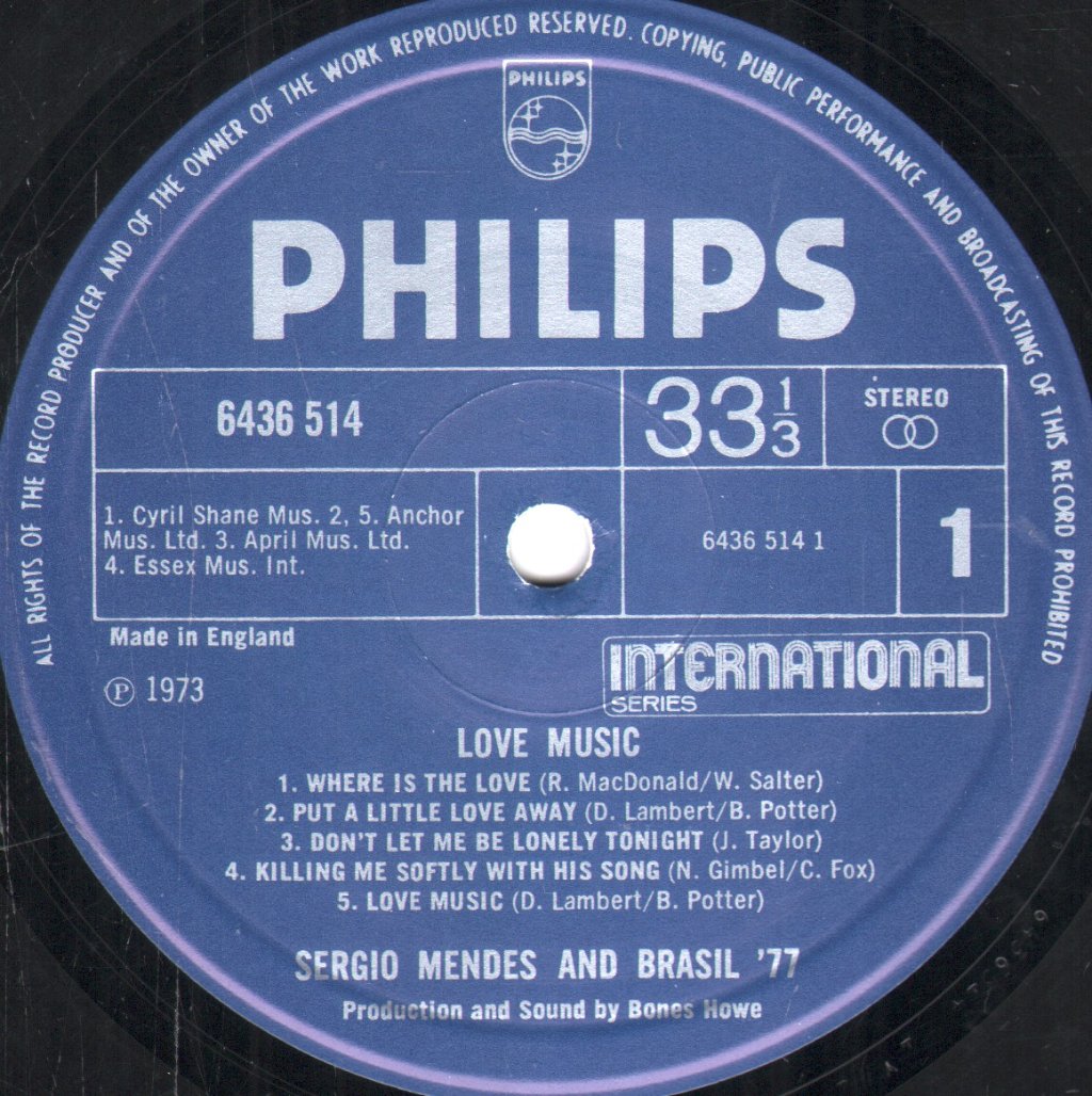 Sergio Mendes And Brasil 77 - Love Music - Lp