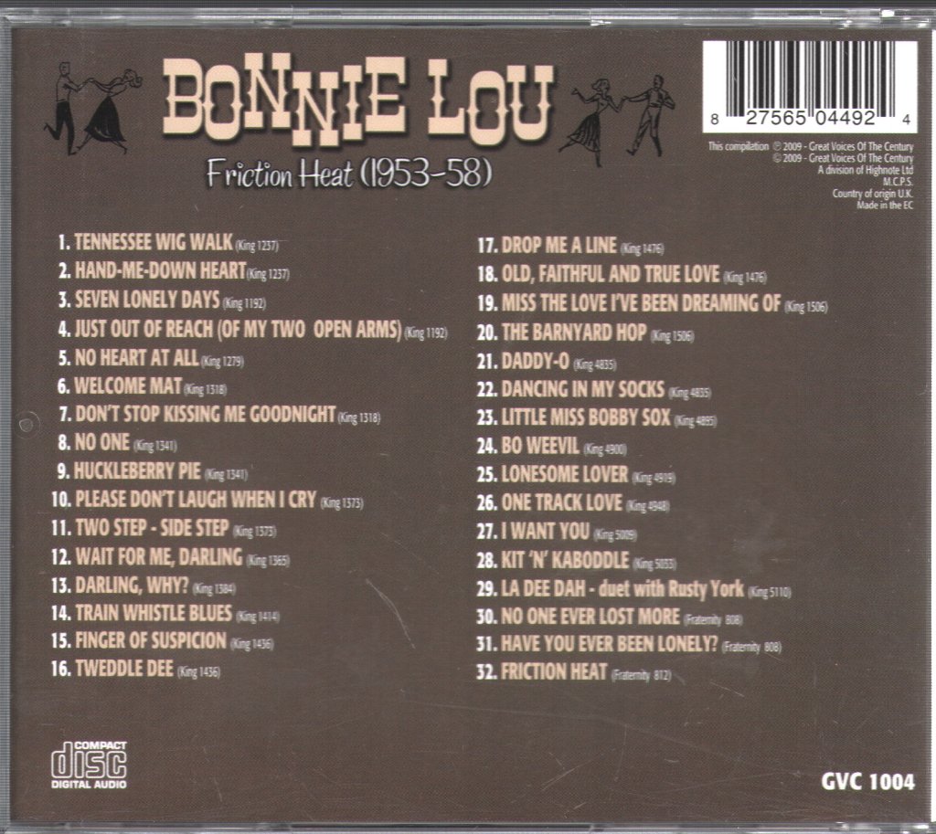 Bonnie Lou - Friction Heat (1953-58) - Cd