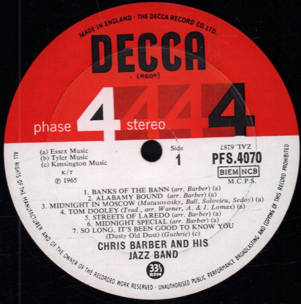Chris Barber And His Jazz Band - Folk Barber Style - Lp
