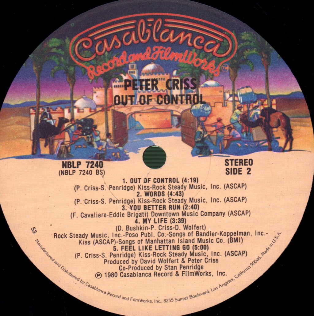 Peter Criss (Kiss) - Out Of Control - Lp