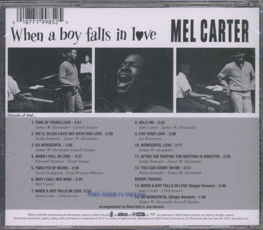 Mel Carter - When A Boy Falls In Love - Cd