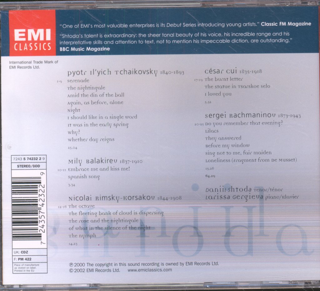 Daniil Shtoda, Larissa Gergieva - Songs - Cd