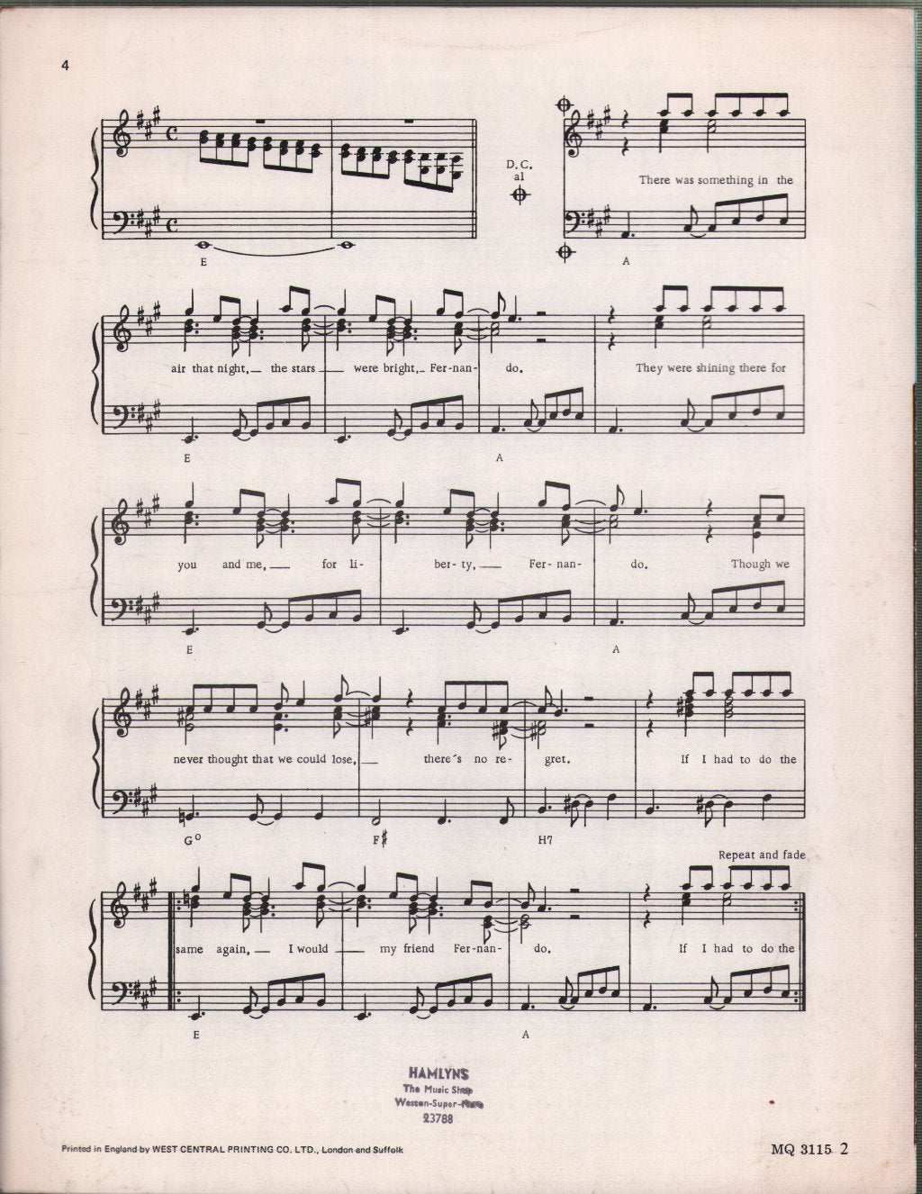ABBA - Fernando - Sheet Music