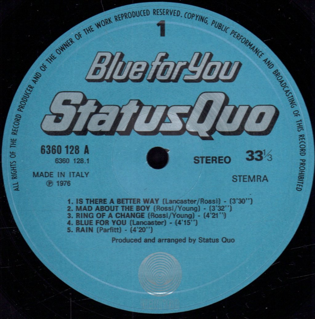 Status Quo - Blue For You - Lp