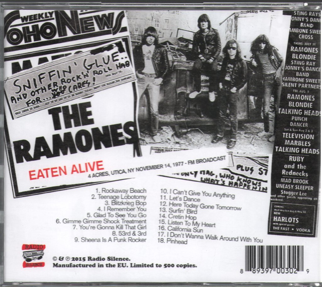 Ramones - Eaten Alive-4 Acres, Utica, NY November 14, 1977 - Cd