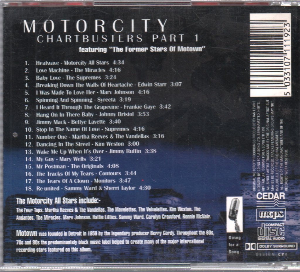 Various Artists - A Tribute To The Motown Years - The Very Best From The Original Stars Of Motown Vol. 1 - Cd
