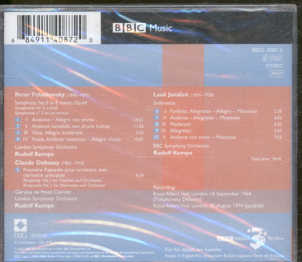 London Symphony Orchestra, Rudolf Kempe - Tchaikovsky / Debussy / Janacek - Symphony No. 5 / Rhapsody No. 1 / Sinfonietta - Cd