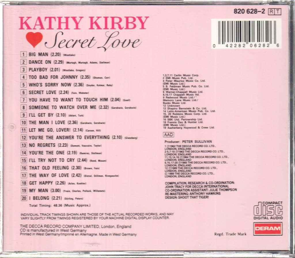 Kathy Kirby - Secret Love - Cd