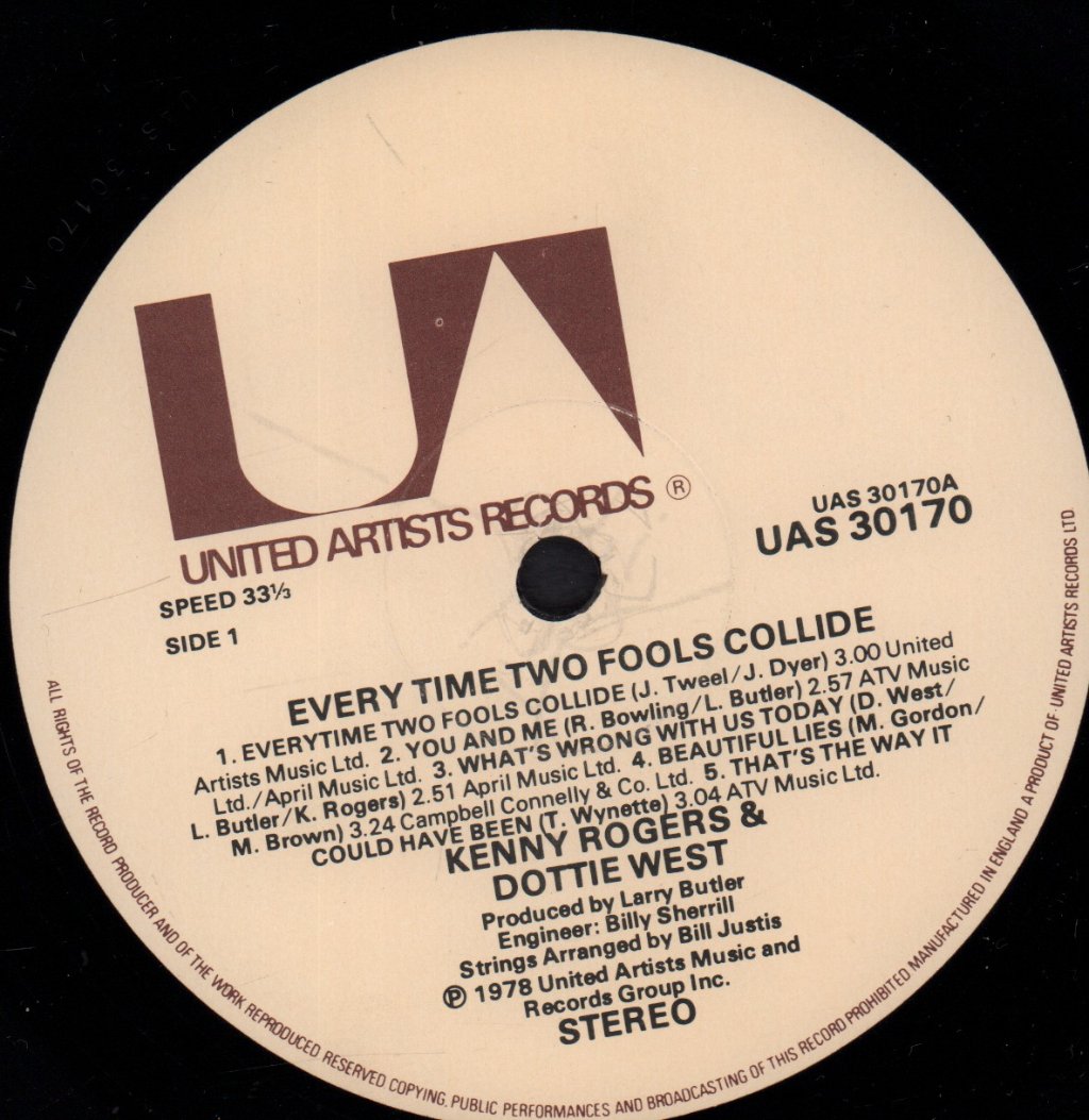 Kenny Rogers And Dottie West - Every Time Two Fools Collide - Lp