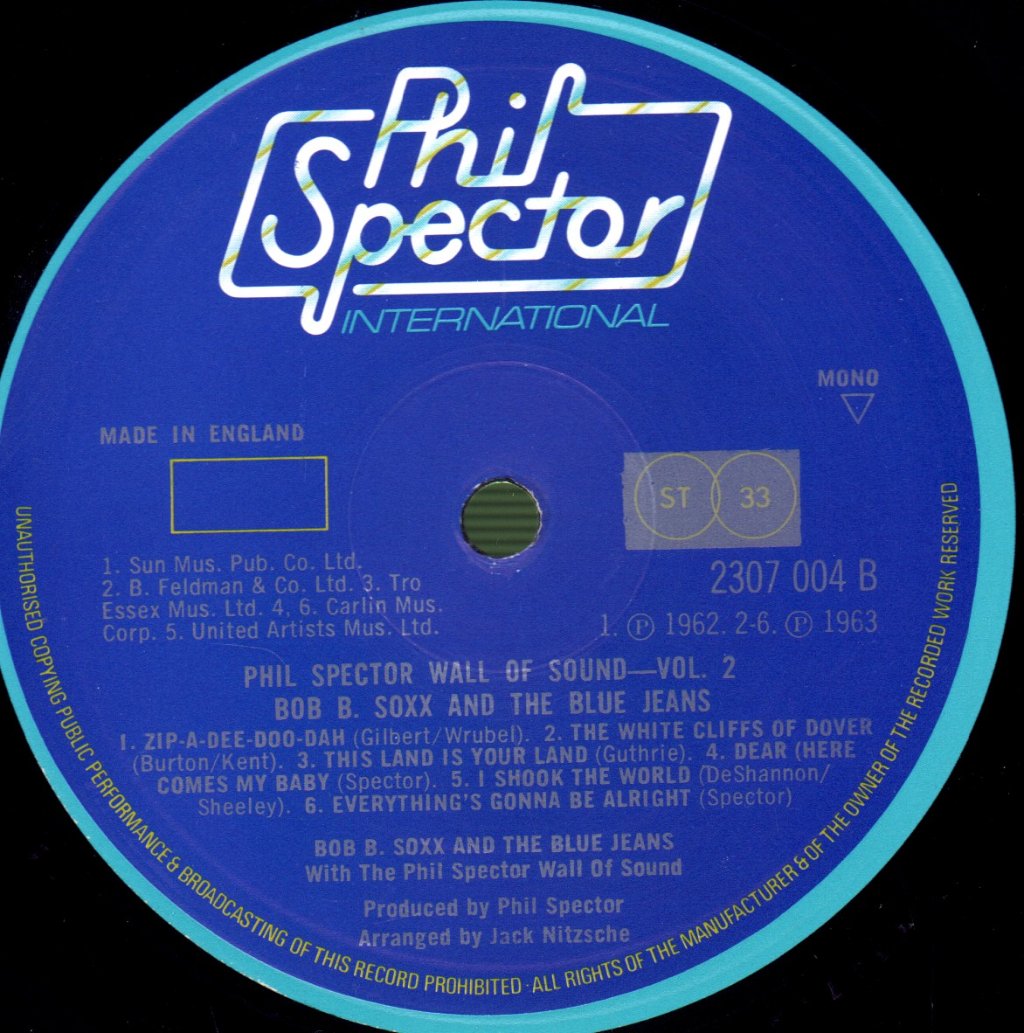 Bob B. Soxx And The Blue Jeans - Phil Spector Wall Of Sound Vol 2 - Lp