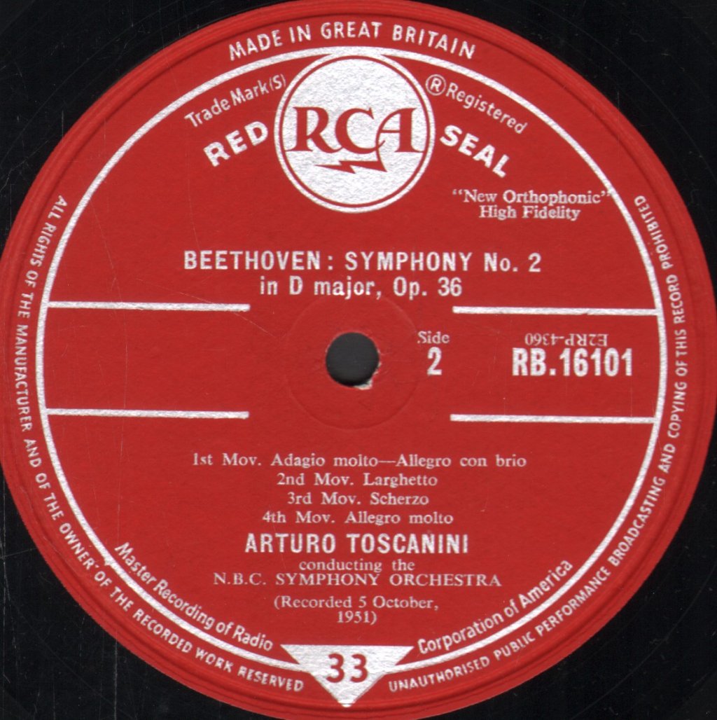Arturo Toscanini - Beethoven Symphonies No.1 And No.2 - Lp