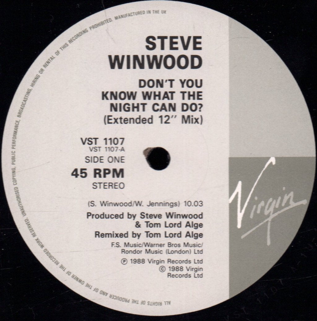 Steve Winwood - Don't You Know What The Night Can Do - 12 Inch