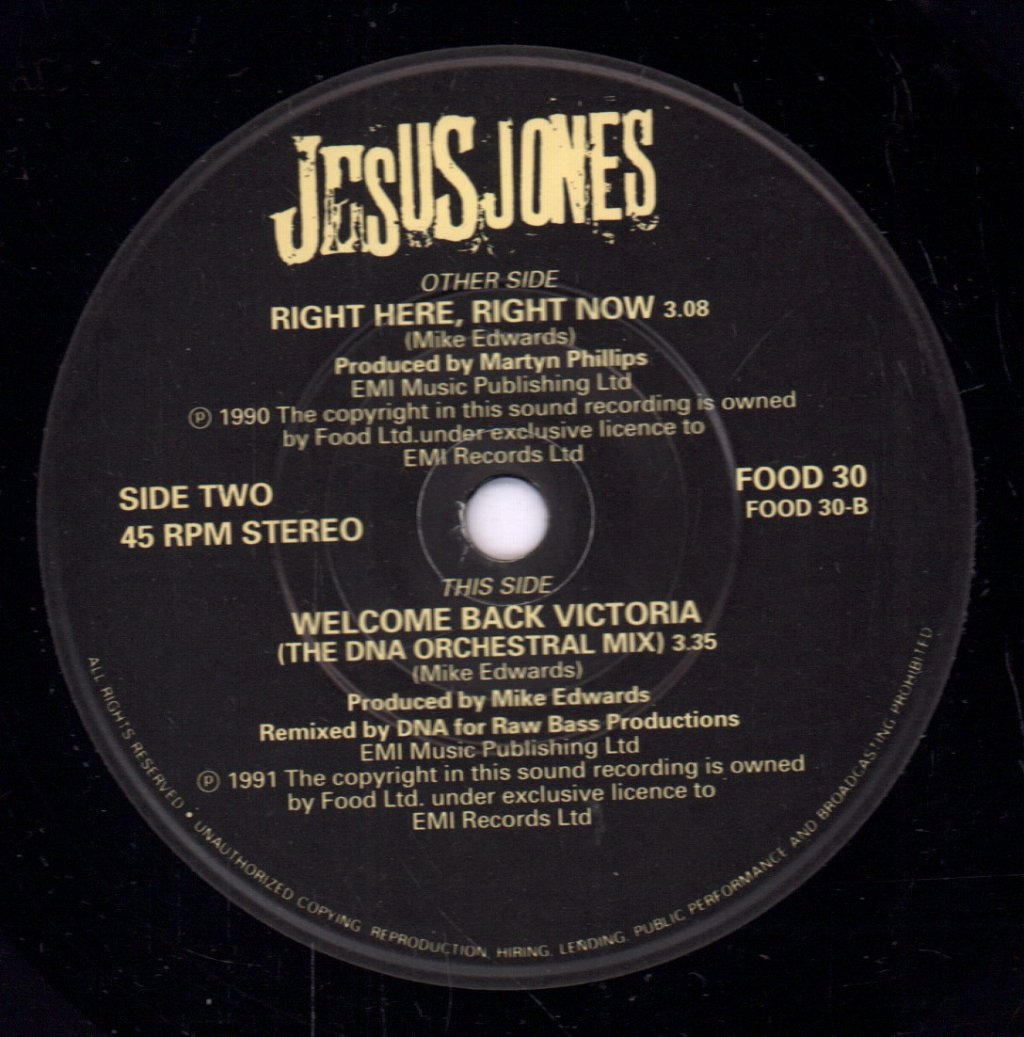 Jesus Jones - Right Here Right Now - 7 Inch