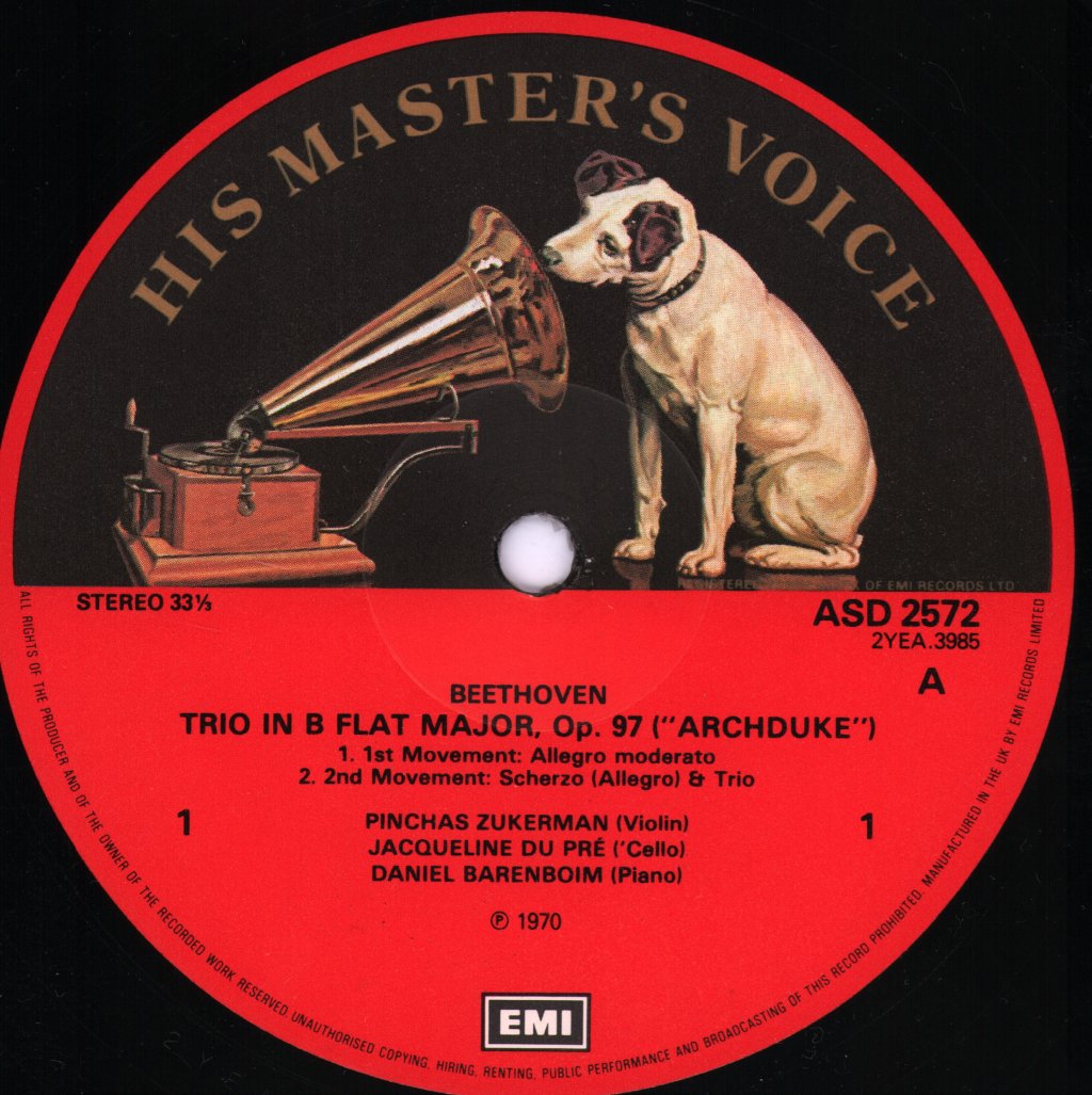 Jacqueline Du Pre / Pinchas Zukerman / Daniel Barenboim - Beethoven - Archduke Trio - Lp