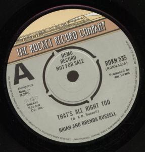 Brian And Brenda Russell - That's Alright Too - 7 Inch
