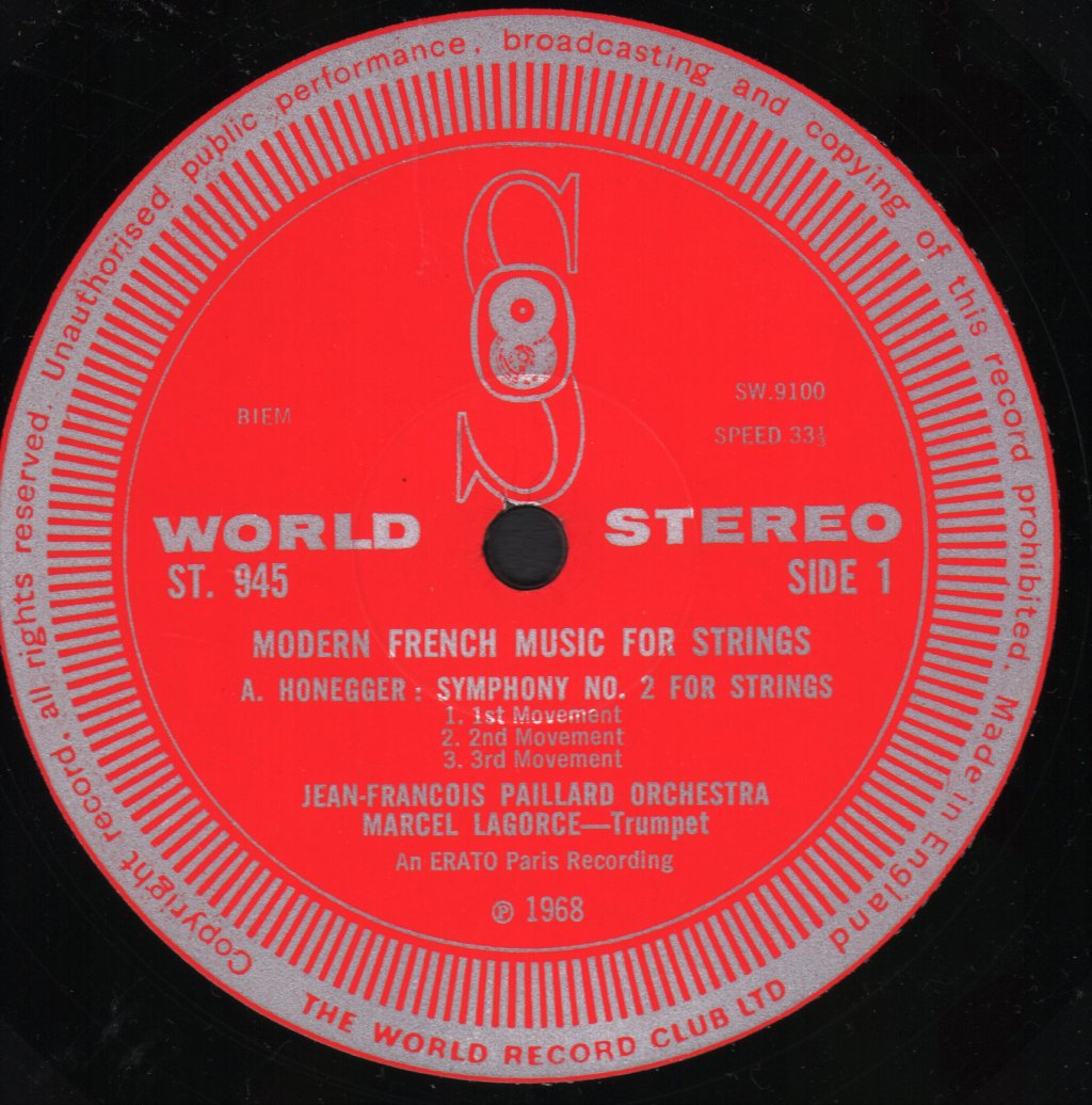 Marcel Lagorce / Jean-Francois Paillard Orchestra - Modern French Music For Strings - Lp