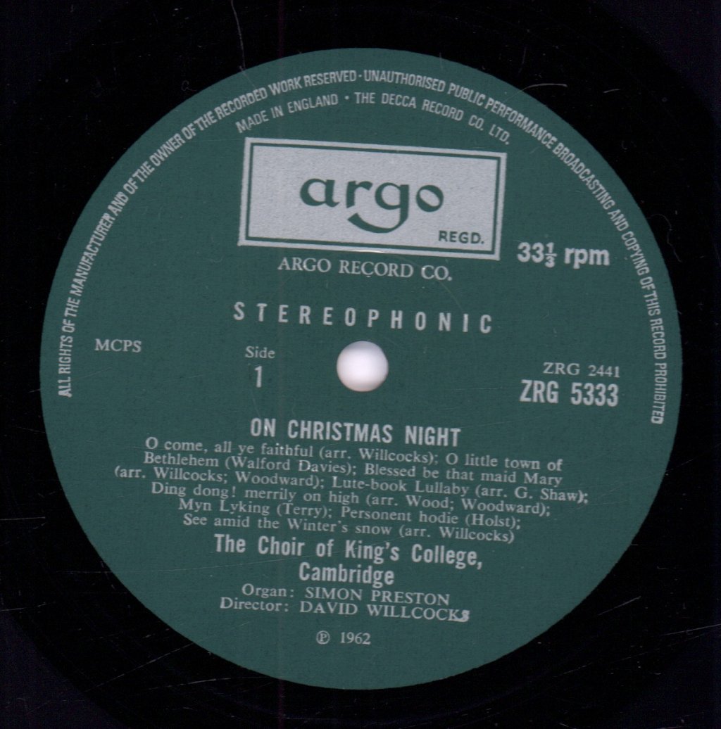 Choir Of King's College Cambridge / London Symphony Orchestra / Hervey Alan / David Willcocks - On Christmas Night - Lp