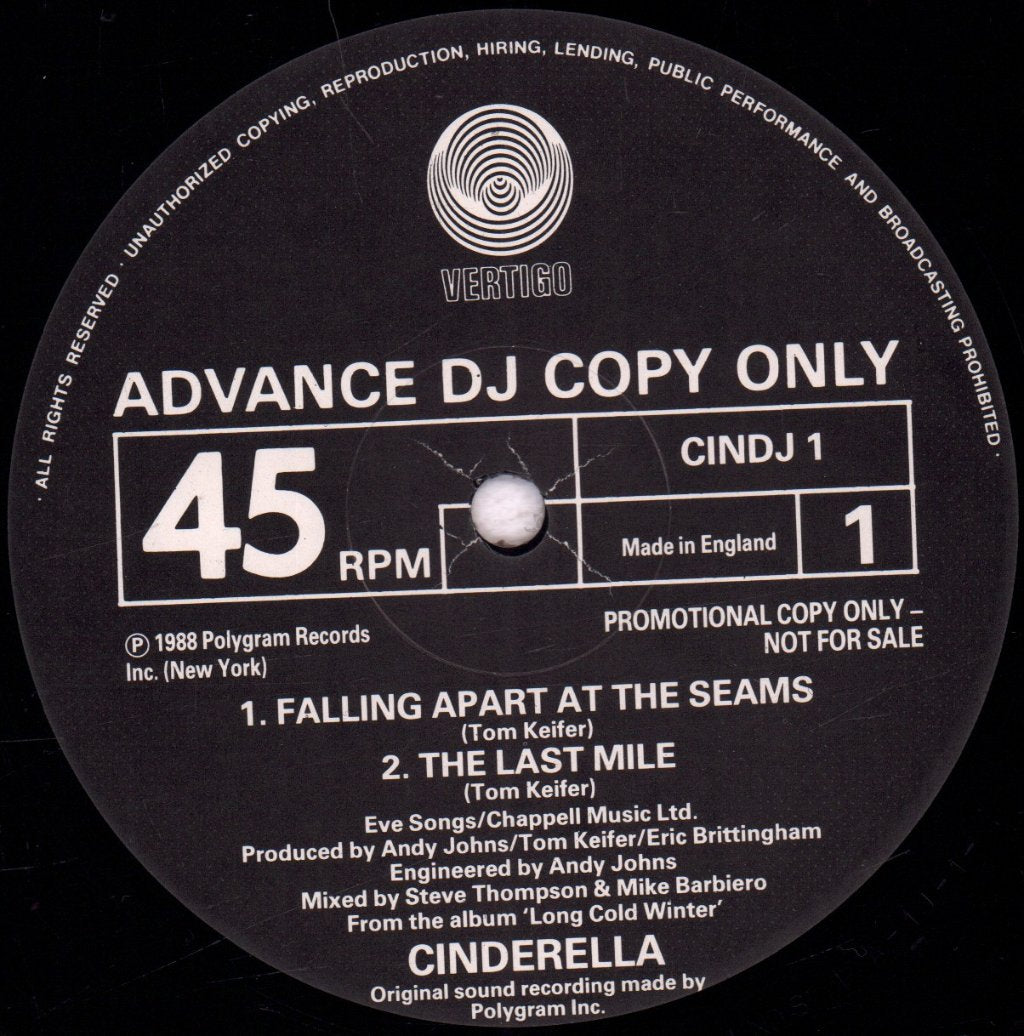 Cinderella - Falling Apart At The Seams - 12 Inch