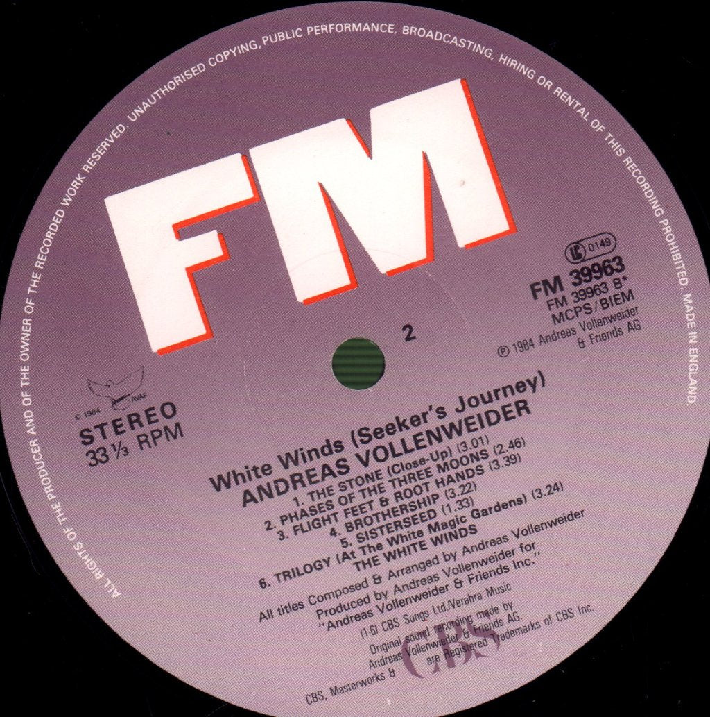 Andreas Vollenweider - White Winds - Lp