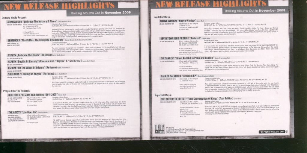 Various Artists - New Release Highlights November 2009 - Cd