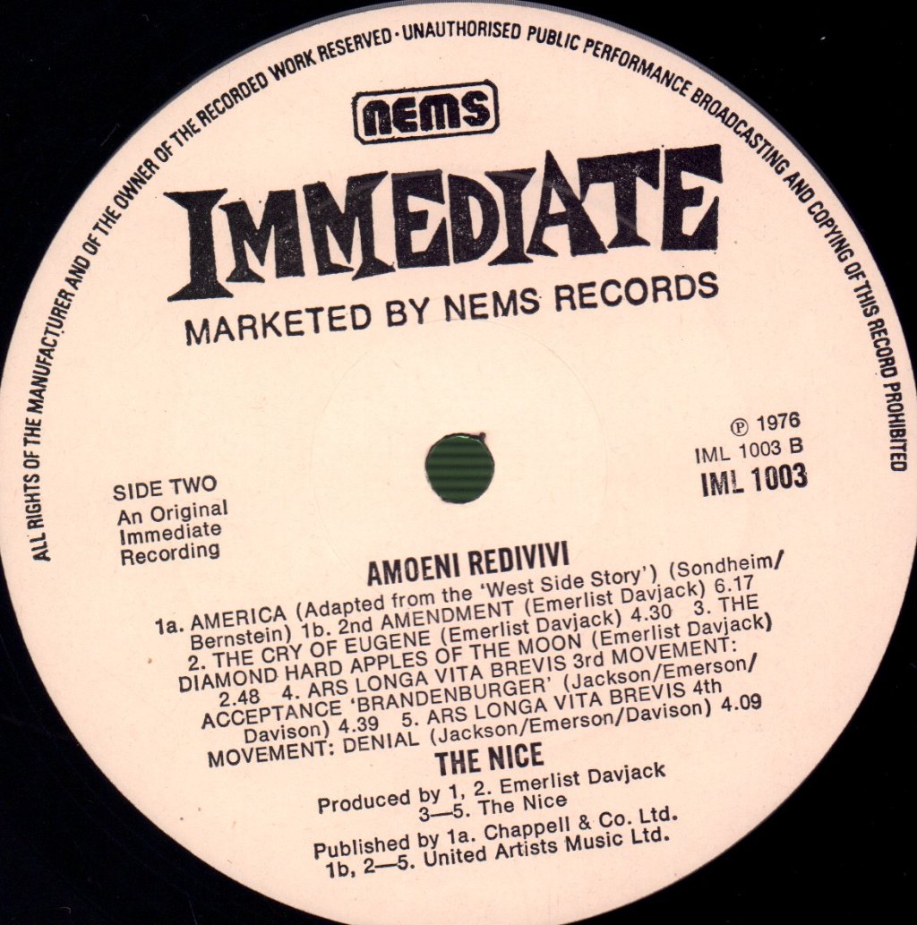 Nice - Amoeni Redivivi - Lp