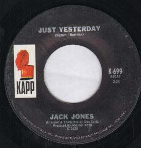 Jack Jones - Just Yesterday - 7 Inch