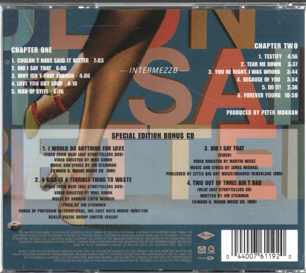 Meat Loaf - Couldn't Have Said It Better - Double Cd