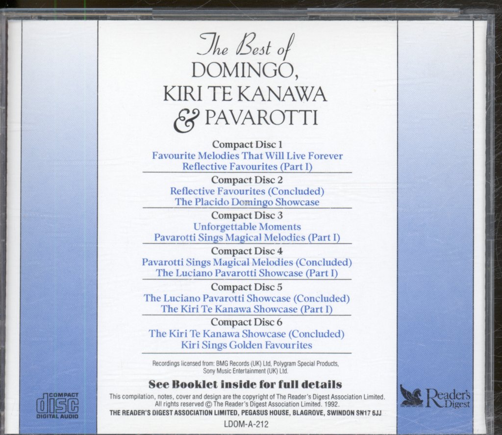 Domingo, Kiri Te Kanawa, Pavarotti - Best Of Domingo, Kiri Te Kanawa & Pavarotti - Cd Set