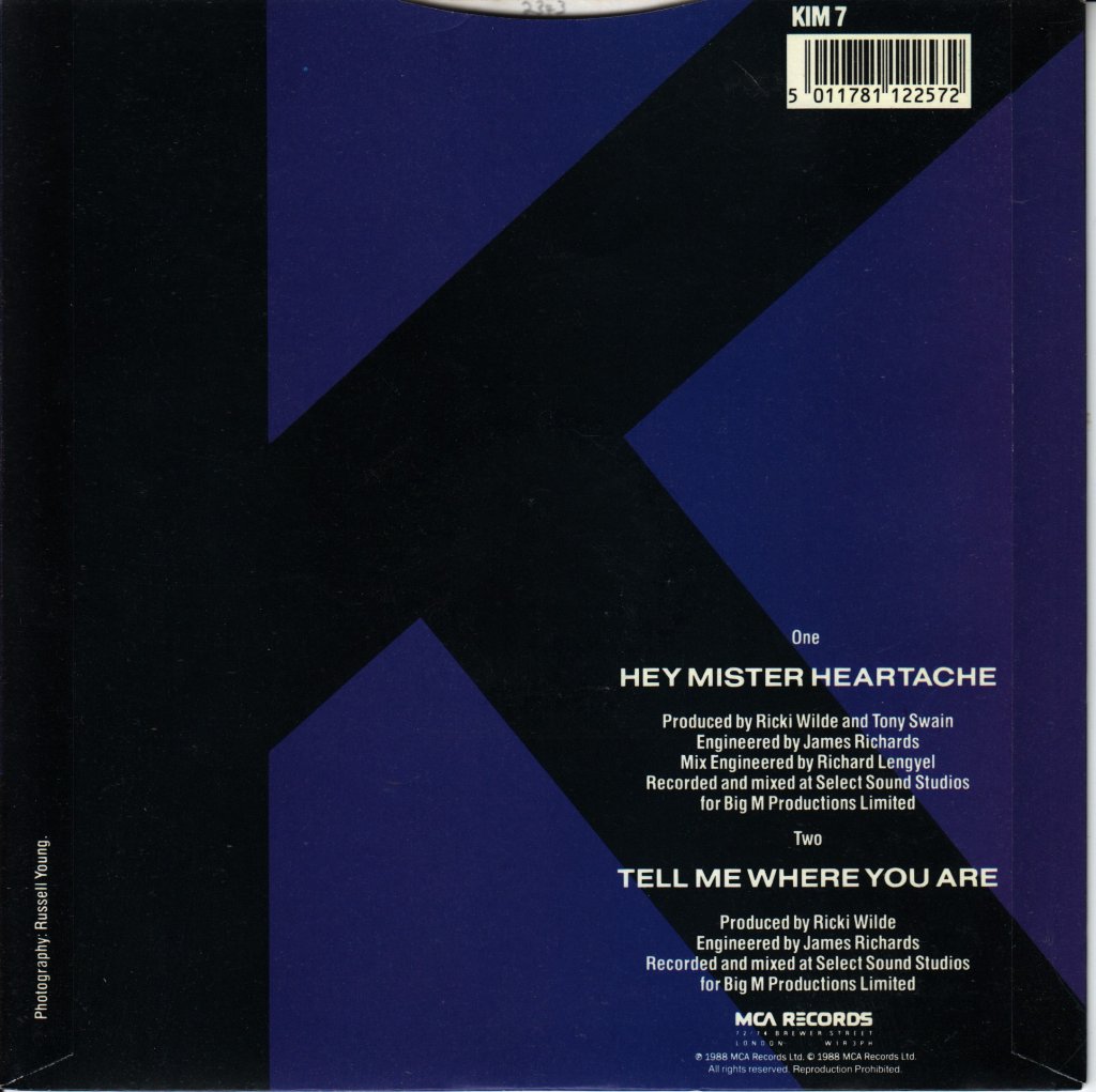 Kim Wilde - Hey Mister Heartache - 7 Inch