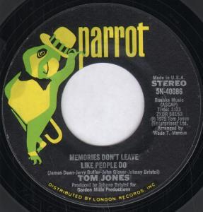 Tom Jones - Memories Don't Leave Like People Do - 7 Inch