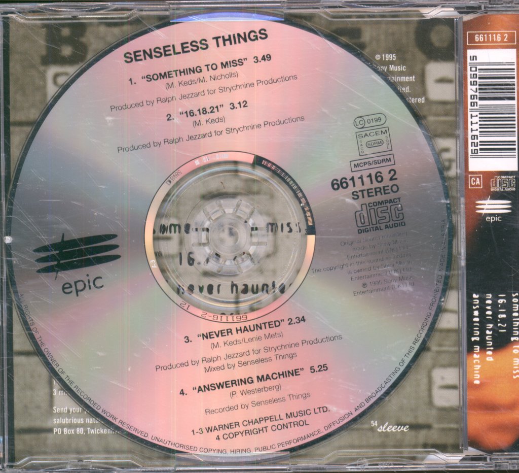 Senseless Things - Something To Miss - Cd