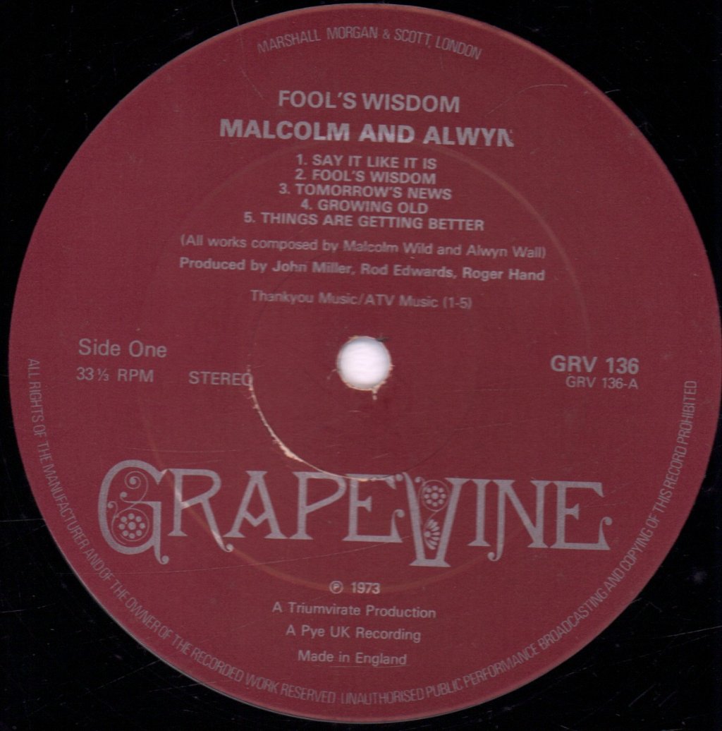 Malcolm And Alwyn - Fools Wisdom - Lp