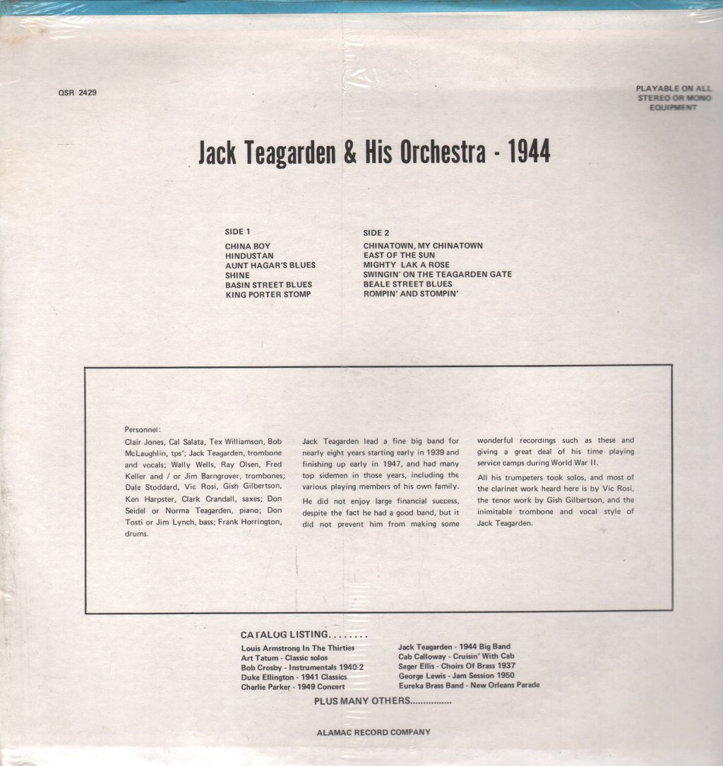Jack Teagarden And His Orchestra - 1944 - Lp
