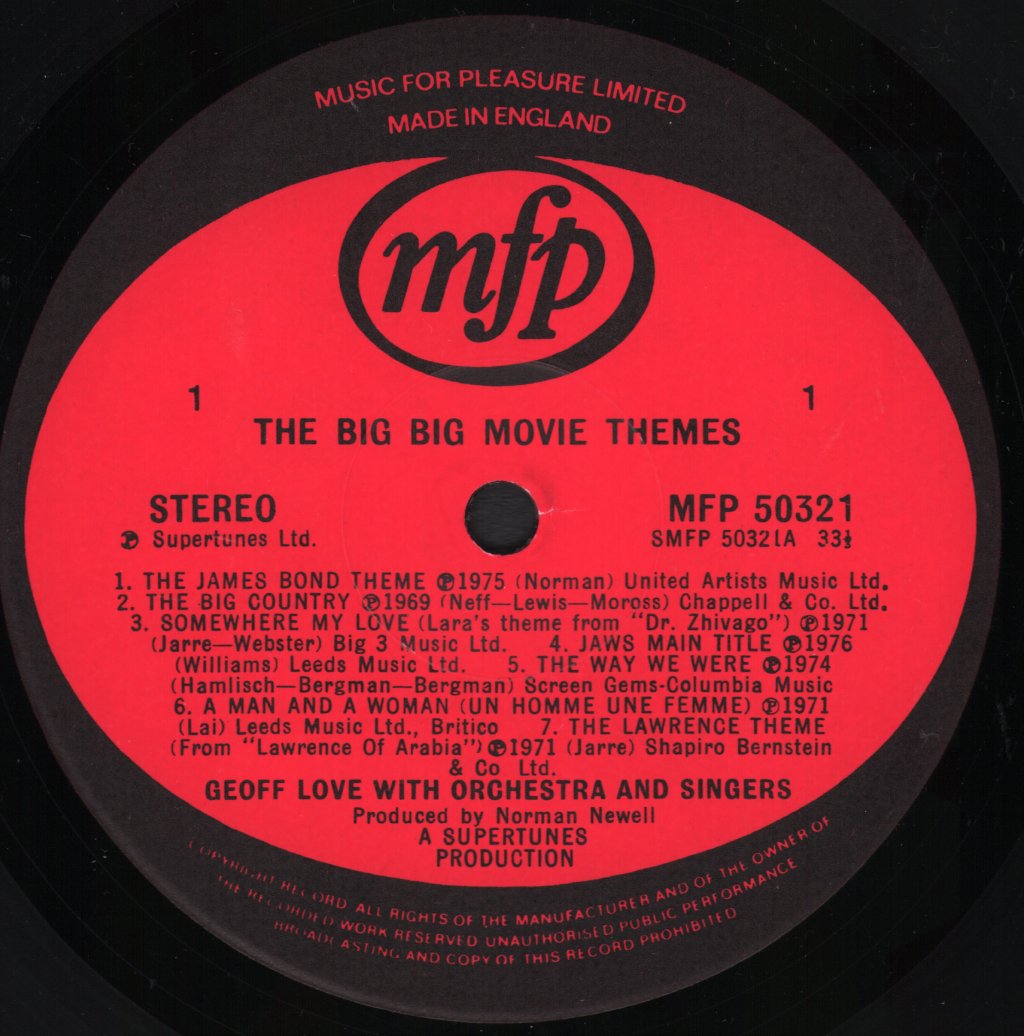 Geoff Love And His Orchestra - Big Big Movie Themes - Lp