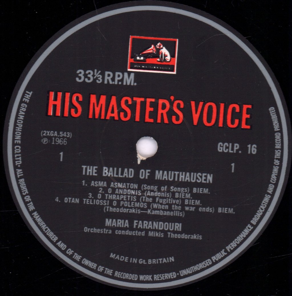 maria farandouri - Ballad Of Mauthausen / Six Songs - Lp
