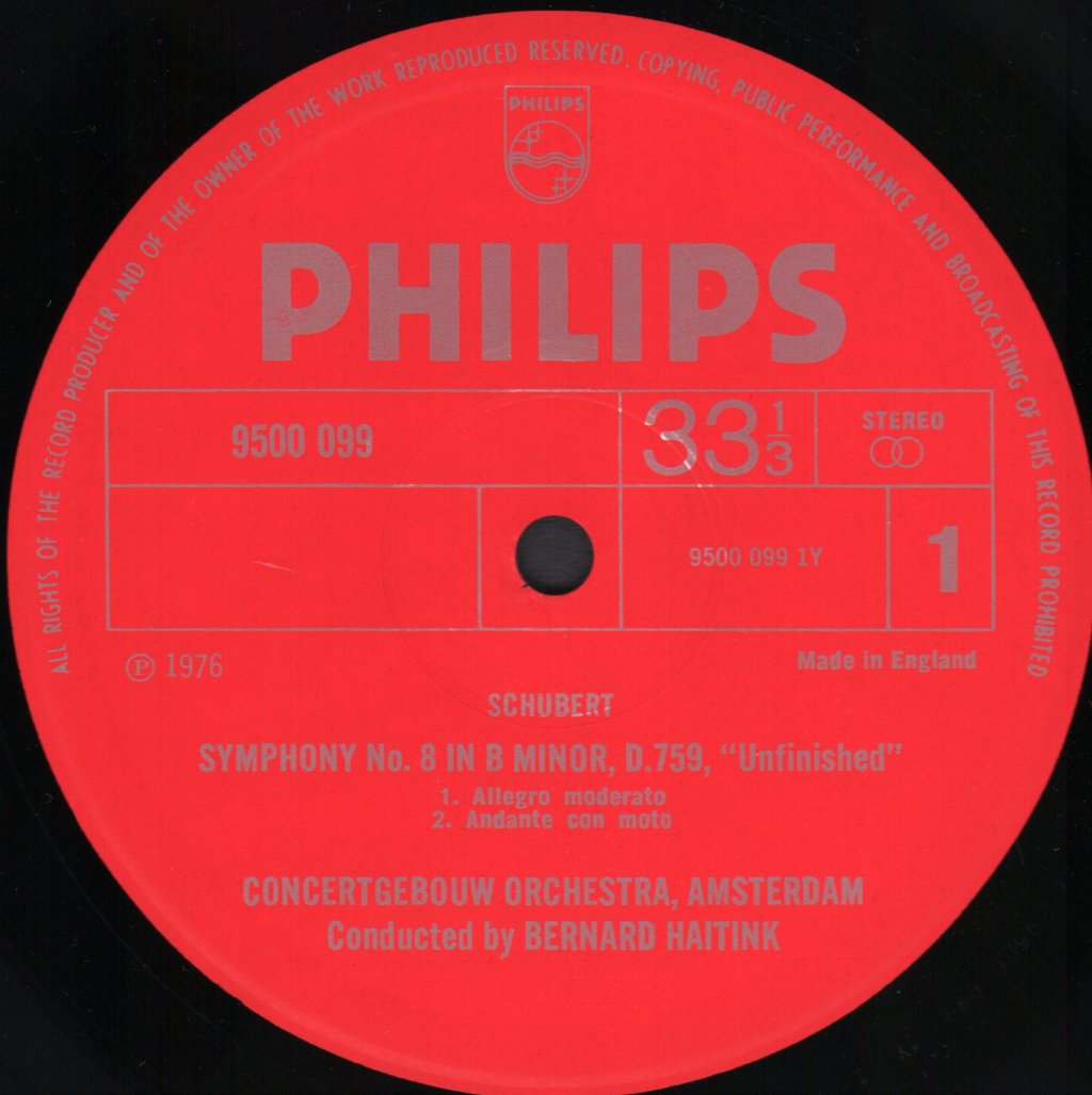 Bernard Haitink / Concertgebouw Orchestra, Amsterdam - Schubert - Symphonies No.5 And No.8 Unfinished - Lp