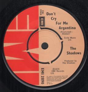 Shadows - Don't Cry For Me Argentina - 7 Inch