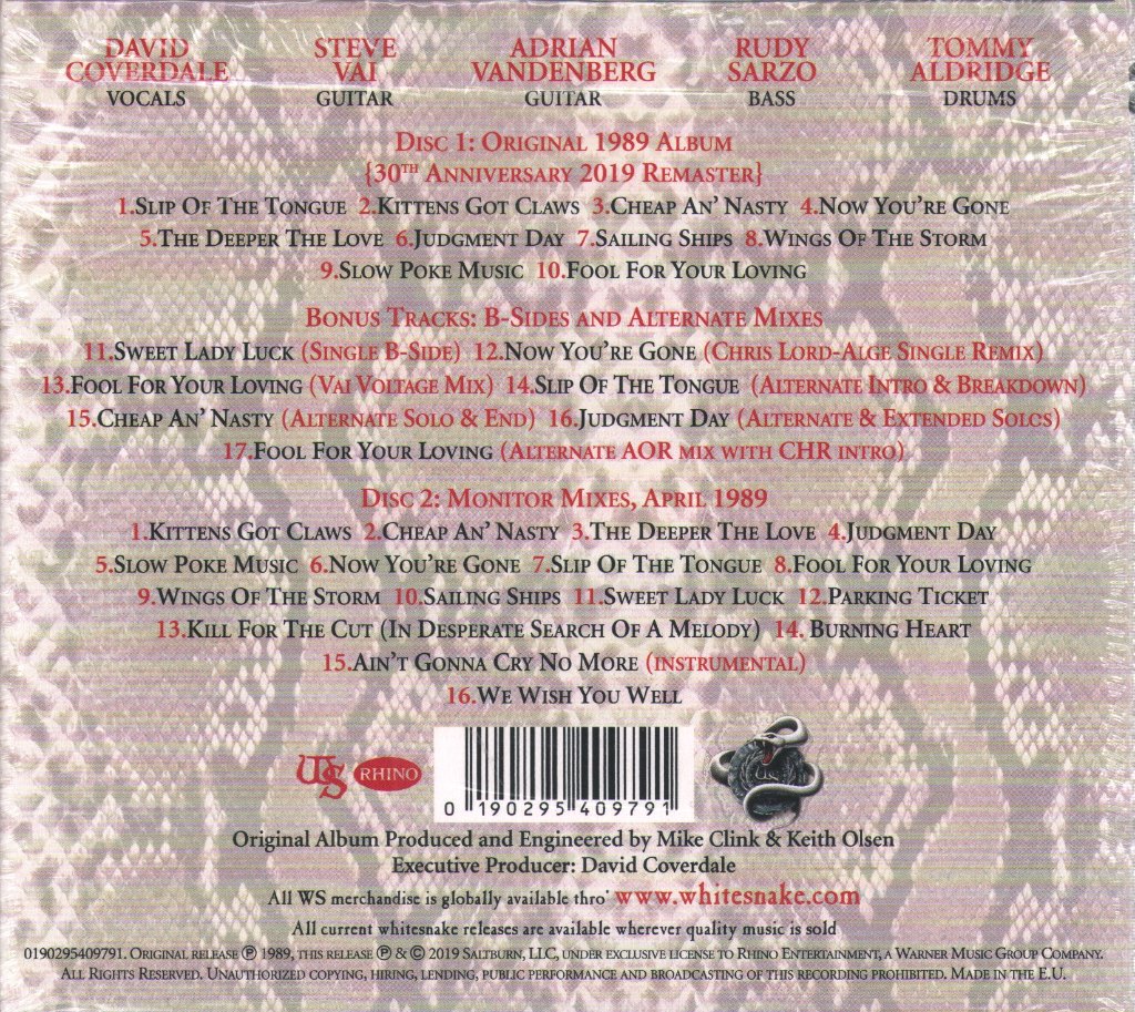 Whitesnake - Slip Of The Tongue - Cd Set
