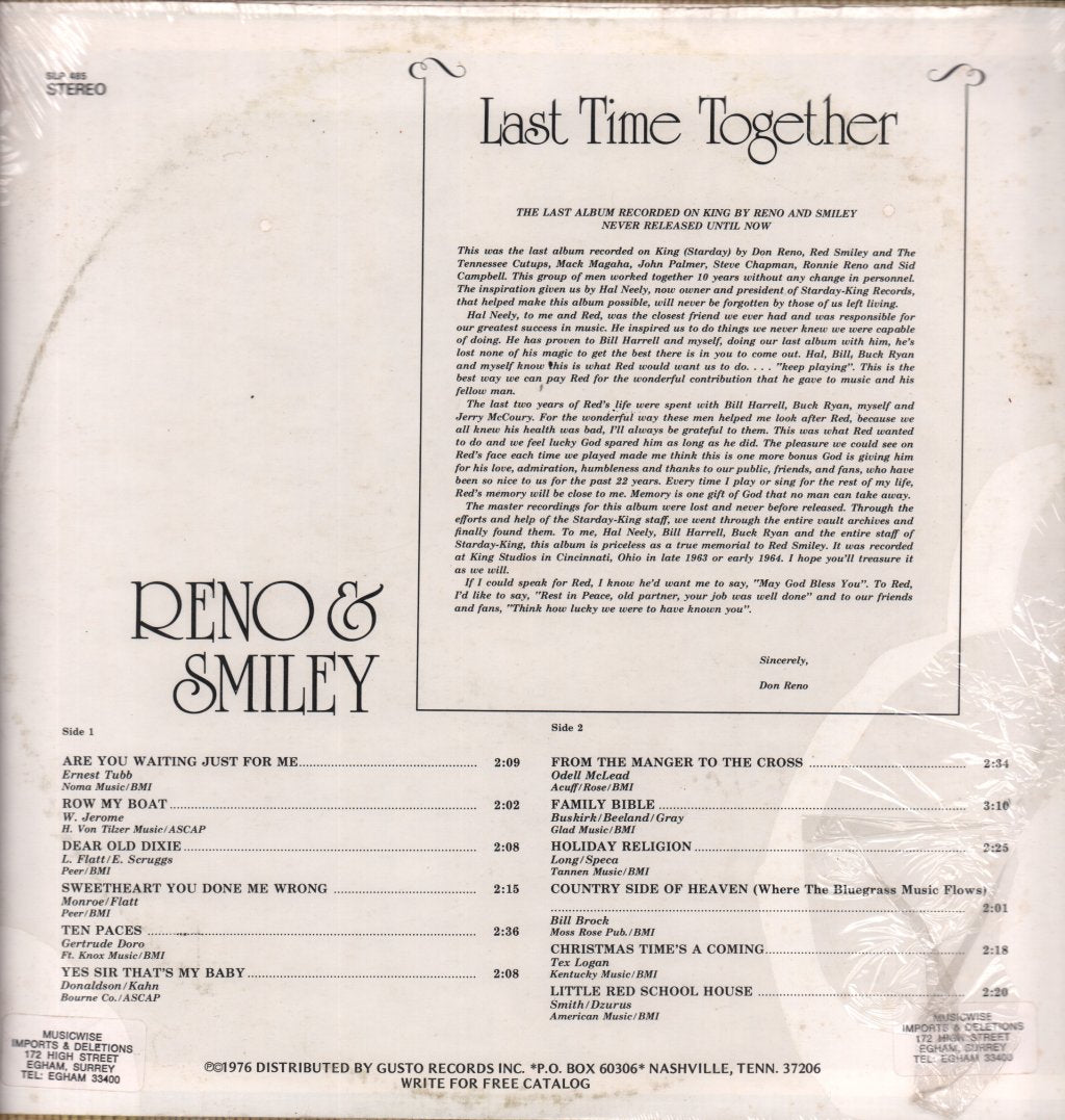 Reno And Smiley - Last Time Together - Lp