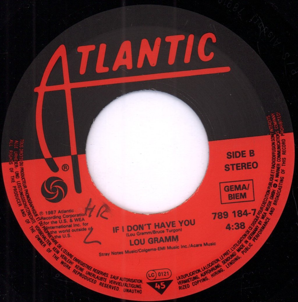 Lou Gramm (foreigner) - Lost In The Shadows - 7 Inch
